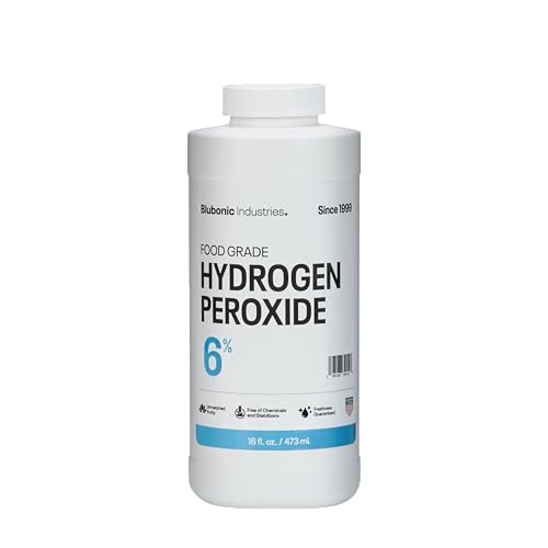 Blubonic Industries 6% Food Grade Hydrogen PeroxideFCC H2O2 Pure Oxygen & Water 16 fl oz