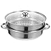 LALADEFIEE Pentola Vapore Acciaio Doppio Livello con Manici Ergonomici Pentola Cottura Vapore Multifunzione Resistente e Facile da Pulire Adatta per Cucina Quotidiana e Cuociriso immagine