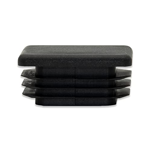 Image of Flyshop 8 Pack Black Chair Glide Inserts Plastic Plugs Rectangle Pipe Tubing End Caps 30 x 40 mm, 1-3 /16 inch x 1-9 /16 inch
