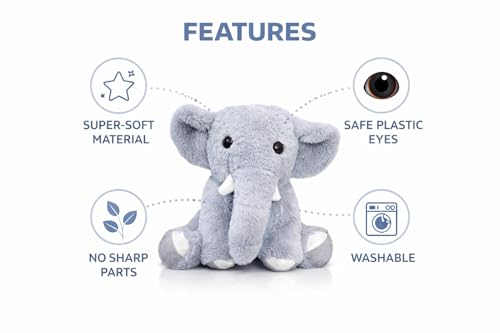 Image of Fun4You-Grey Elephant Soft Toy for Kids (40cm) | Cute Elephant Plush Stuffed Animal | Super Soft Teddy for Girls & Boys | Birthday Gift & Room Decor
