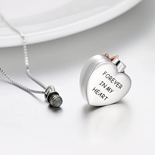 AOBOCO 925 Sterling Silver Heart with Flower Urn Necklace for Ashes Engraved Forever in My Heart Cremation Keepsake Necklace with Austrian Crystals Memorial Jewelry Gift for Women - Image 6