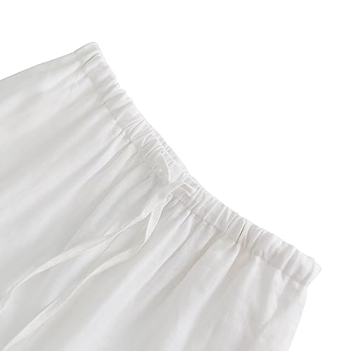 Amazhiyu Womens Pure Linen Summer Drawstring Flowy Wide Leg Pants with Pockets4