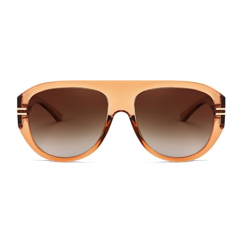 Image of FEISEDY Retro Polarized Aviator Sunglasses for Men Women Trendy 70s Vintage Plastic Frame Sun Glasses B4150
