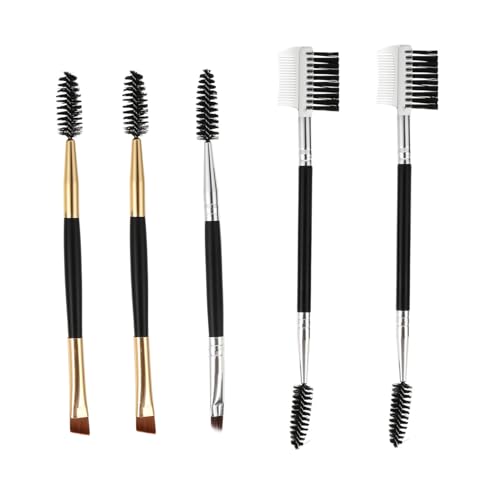 PATKAW 1 Juego De 5 Uds De Cepillo De Doble Punta Cepillo De Sombra De Ojos Esponjoso Tiras De Cera Carrete Vacío Tubo De Crema Para Ojos Cepillo Marrón Removedor De Vello De