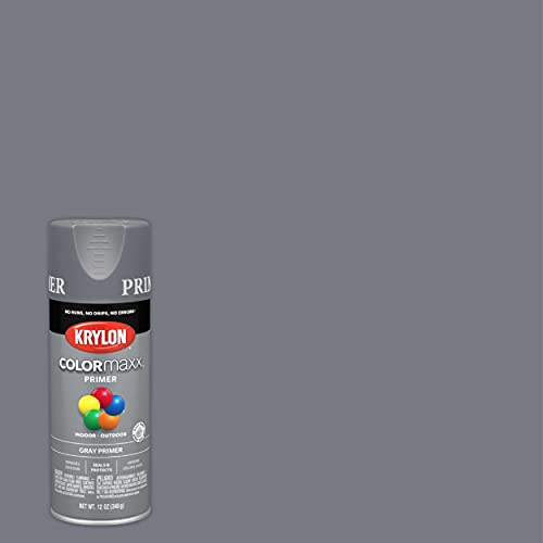 Image of Krylon K05582007 COLORmaxx Primer Spray Paint for Indoor /Outdoor Use, Gray, 12 Ounce (Pack of 2)