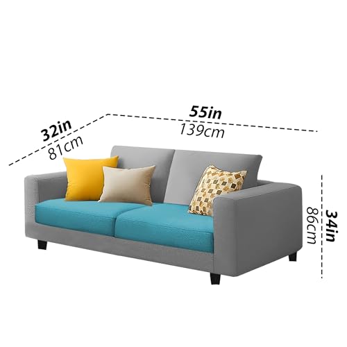 Image of Casaliving Minta 3+2 Seater Sofa Set for Living Room (Turquise Grey Colour Fabric) Premium Fabric Sofa