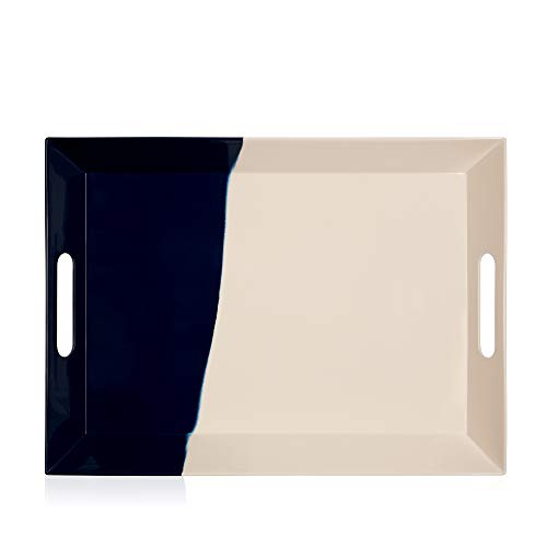 Melamine Serving Tray with Handles, Chip and Break-Resistant, Durable and