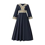 Muslim Girls Embroidered Abaya Prayer Dress Middle East Muslim Dubai Robe Vintage 2025 Ramadan Eid Kaftan for 4-8 Years