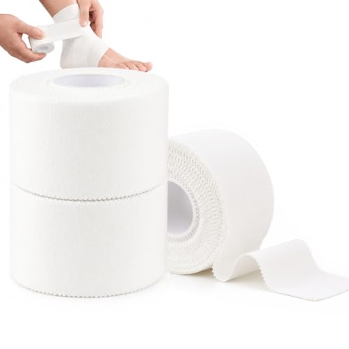 Image of luxwo 3 Rolls 3.8cm x 10m Zinc Oxide Tape, Athletic Sports Tape(White)