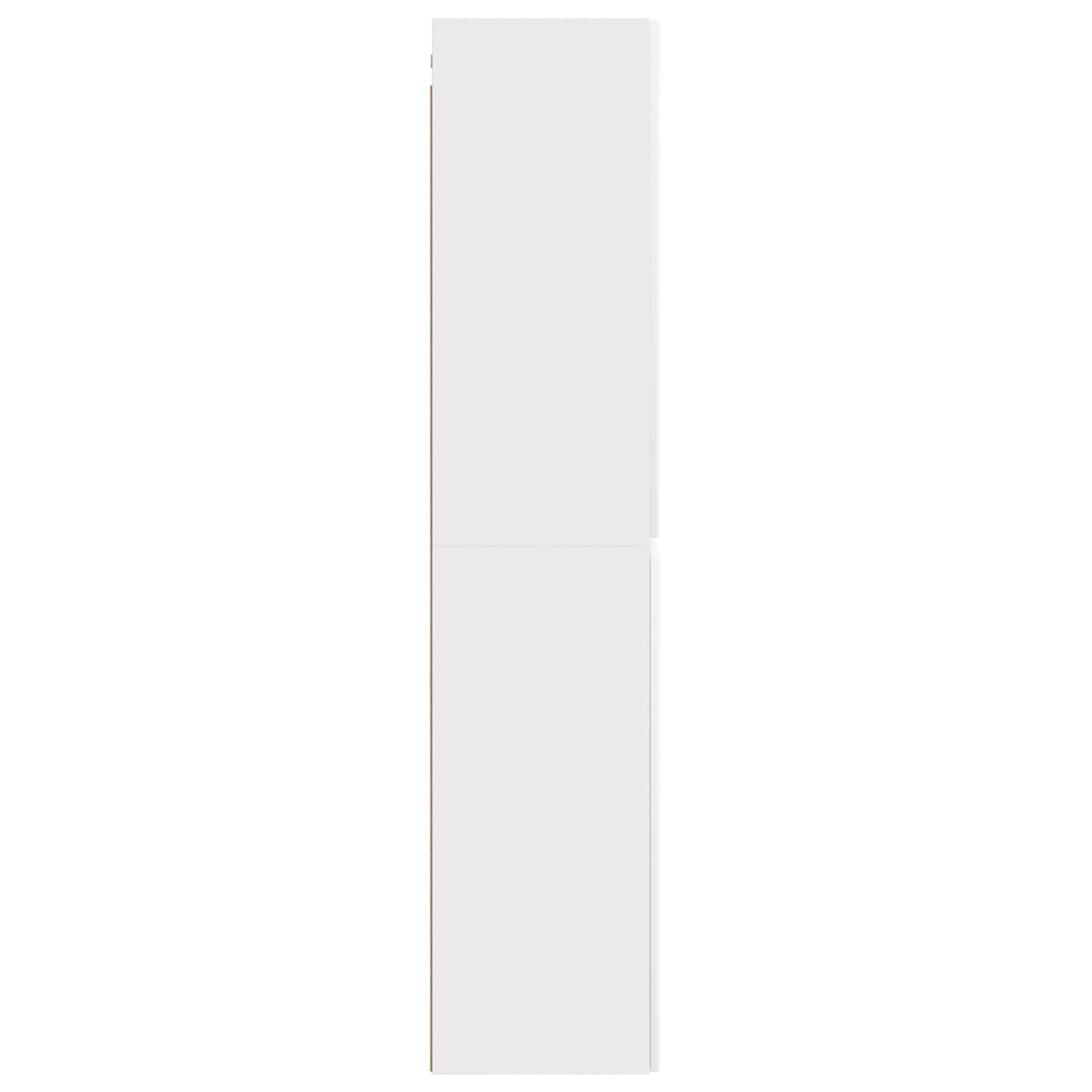 Szafka łazienkowa montowana na ścianie, biała, z materiału drewnopochodnego, 33 x 34,5 x 160 cm, z dużą ilością miejsca do przechowywania i przegrodą na drzwi, dla gości, WC i pralni jako