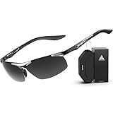 SIPLION Gafas de Sol Polarizadas Hombre para Conducir Deportes ultraligero marco de metal irrompible 100% UV400-8729 Negro CAT 3 CE