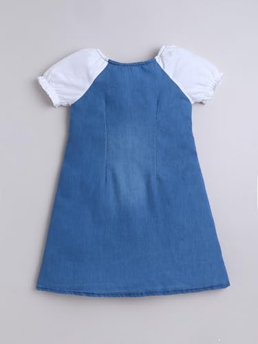 Image of Dresses for Kids Girls, Stylish Knee Length Once Piece Denim Frocks for Girls, Casual Dress for Summer & Special Occasion