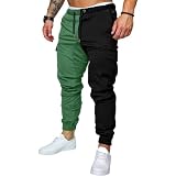 Lässige Modehose für Herren im europäischen und amerikanischen Stil, farblich passender All-Match-Komfort-Overall mit Mehreren Taschen XXL