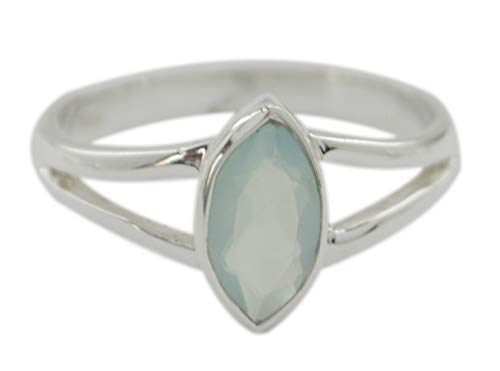 Bague en calcédoine naturelle aqua argent 925 idée cadeau femme