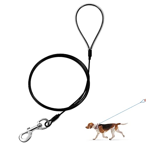 Chew Proof Dog Leash,6FT Metal Cable Lead,Heavy Duty Leash Made of Coated Wire Rope,Chew Resistant,Great for Large Dogs and Teething Puppies,Dog Chains (Black, 1 Pack) Chew Proof Dog Leash,6FT Metal Cable Lead,Heavy Duty Leash Made of Coated Wire Rope,Chew Resistant,Great for Large Dogs and Teething Puppies,Dog Chains (Black, 1 Pack)
