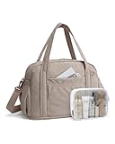BAGSMART Expandable Personal Item Travel Bag, Lightweight Gym Bag for Women, 24L Weekender Travel Duffle with Toiletry Bag, Carry on Overnight Duffel, Camel