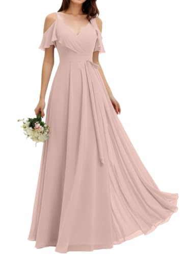 Robe de soirée formelle maxi WQL165 en mousseline de soie fine avec fente élégante