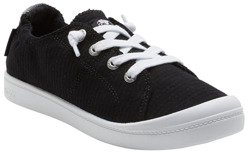Roxy Women's Bayshore Plus Sneaker, Black/White, 8