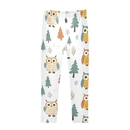 Animal Owl Girls Leggings,Workout Leggings for Girls Toddler Athletic Legging Size for 3-10T