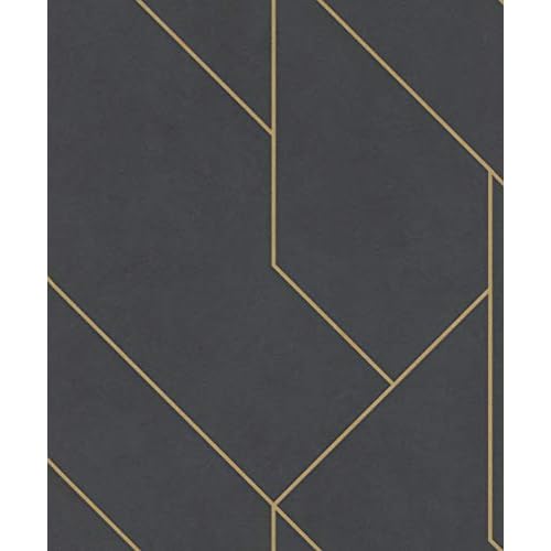 Rasch Tapeten Vliestapete (Industrial) Schwarz goldene 10,05 m x 0,53 m Brick Lane 427431
