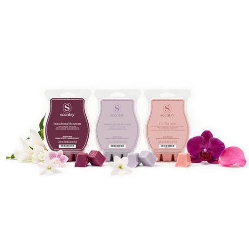 Scentsy Wax Melts 3 Bar Bundle Blooming Bouquet Scented Wax Melts with Orchids Freesia & Rose Made in the USA Premium Paraffin Wax Cubes for Electric Warmers Great Gift Set 7.8 oz Total