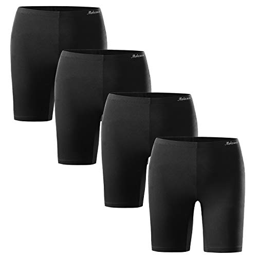 Molasus Womens Boxer briefs Cotton Boy Shorts Underwear Anti Chafing Bike Short Long Leg Under Shorts Black 4 Pack Size 6