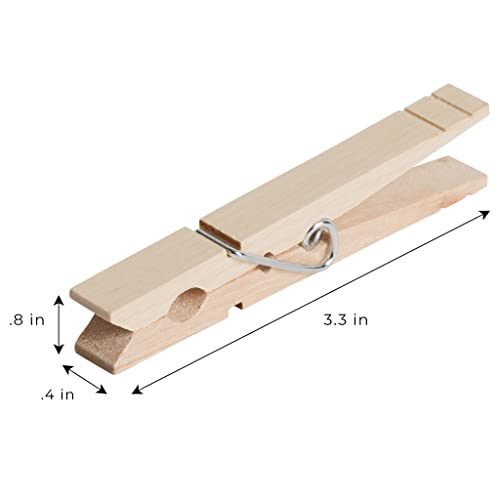 Smart Design 4-Coil Heavy Duty Wooden Clothespins - Non Staining Hardwood Peg Pins - Close Wire Springs - Drying, Hanging, Clothes, Laundry & Linens - Home (3.3 X 0.8 Inch) (18 Pack) #TOP3