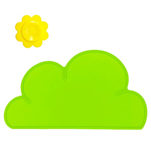 BITEYI Salvamantel,Silicona Mantel Mat Mantel Individual Estera de Tabla para Bebé y Niño,Forma de Nube,Lavable,Antideslizante (Verde) Cover
