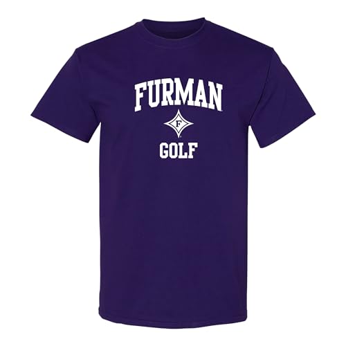 UGP Campus Apparel AS1098 - Furman University Paladins Furman Arch Logo Golf - Sports Team T-Shirt - Medium - Purple
