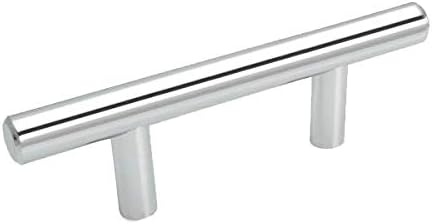 10 Pack 305-2.5CH Polished Chrome Cabinet Hardware Euro Style Bar Handle Pull - 2-1/2" Hole Centers, 4-7/8" Overall Length