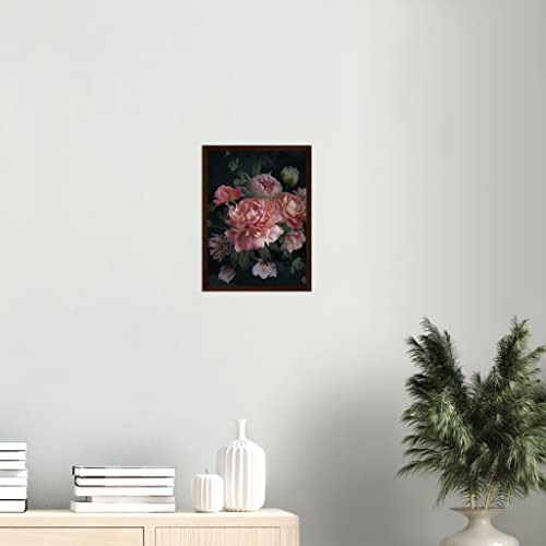 Décoration murale florale de roses pour un salon chaleureux | Cadre 30x40