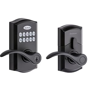 Kwikset SmartCode 955 Pembroke Light Commercial 10-Button Keypad Electronic Lever, Featuring Convenient Keyless Entry, 3-Year Batter Life and High Traffic Durability Matte Black