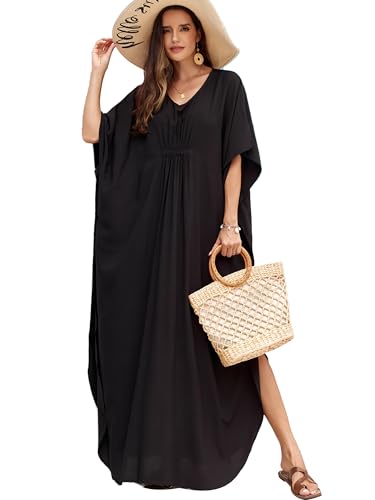 Image of Moss Rose Kaftan Dresses for Women V Neck Summer Swimsuit Cover up Caftan Maxi Beach Dresses
