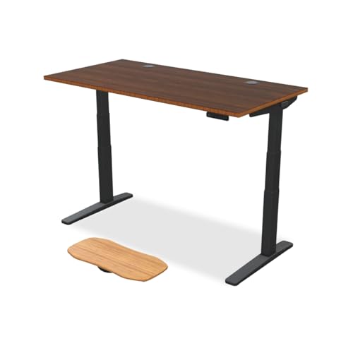 Image of UPLIFTDESK Dark Bamboo (60 x 30 inch) Standing Desk 2-Leg V3 Adjustable Stand Up C-Frame (Black), Advanced Keypad, Wire Grommets, Wire Tray, Rocker Board