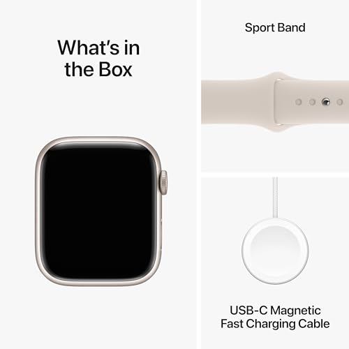 Apple Watch Series 9 [GPS 45mm] Smartwatch with Starlight Aluminum Case with Starlight Sport Band S/M. Fitness Tracker, ECG Apps, Always-On Retina Display, Water Resistant by Apple - Image 6