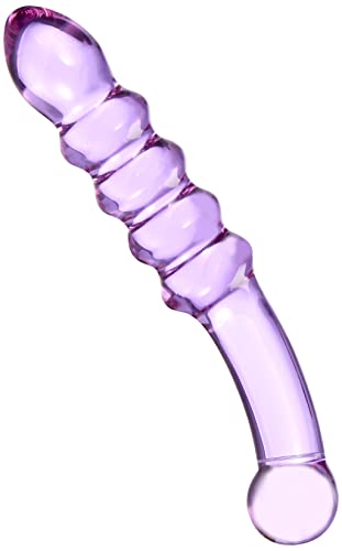 Glas Rain Ribbed Dildo Purple