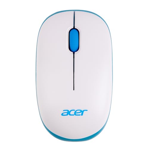 acer Wireless Mouse (1600 DPI/2.4 GHz Wireless Frequency/Optical Sensor/USB Dongle) | Color: White/Blue