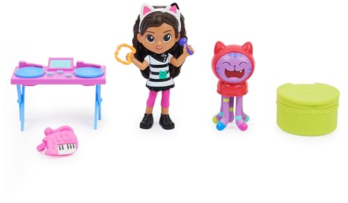 Gabby et la Maison Magique - Gabby Dollhouse - PACK 2 FIGURINES ET ACCESSOIRES - Coffret Karaoké - Gabby, 1 Figurine Chat Et Accessoires - Dessin Animé Jouet Gabby Chat - Jouet Enfant 3 Ans et +