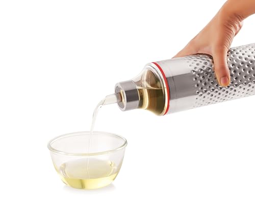 Image of Tosaa Stainless Steel Mathar Oil Can Bottle| With Nozzle, Dropper & Steel Cap | Cooking Oil Container for Kitchen | Leak Proof Oil Pourer & Pot with Handle |1100ml