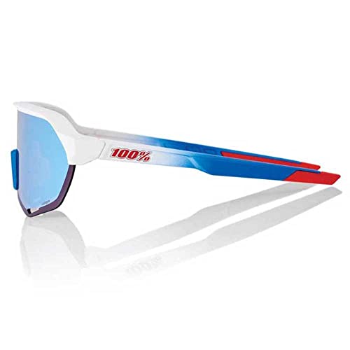100% S2 Sport Performance Cycling Sunglasses (TotalEnergies Team Matte White/Metallic Blue - HiPER Blue Multilayer Mirror Lens) by 100% - Image 3