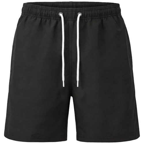Image of KOOOGEAR Boys Quick Dry Swim Trunks with UPF 50+ Protection, Mesh Lining Beach Shorts for Kids 6-13 Years, Elastic Waistband Swimming Trunks (UK, Age, 12 Years, Black)
