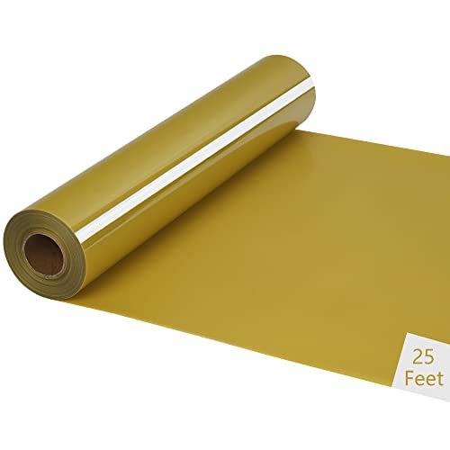 Image of HTV Iron on Vinyl 12Inch by 25ft Roll HTV Heat Transfer Vinyl for T-Shirt HTV Vinyl Rolls for All Cutter Machine - Easy to Cut & Weed for Heat Vinyl Design (Golden, 25ft)