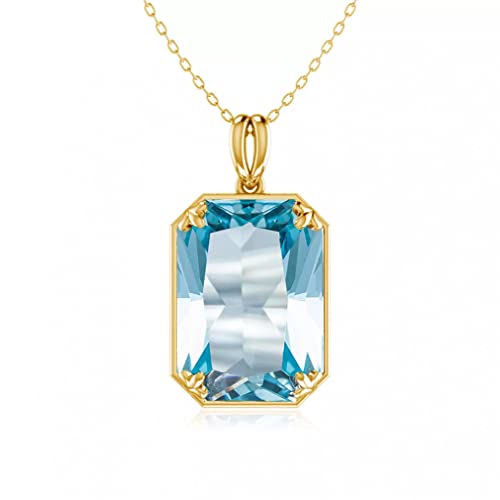 Pendentif aigue-marine femme or 14 carats et argent de prestige