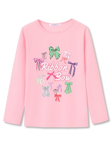 Image of Girls Long Sleeve T-Shirt Cute Versatile Basic Casual Top Size 6-18 | Soft Stretchy Tee for All Day Comfort, Versatile Layering Top for Cold Days, Cute Casual Style for Girls, Durable Easy Care