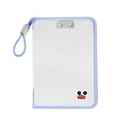 フォルダー クリアでかわいいキャンディカラーのファイルフォルダー、ジッパー付きバッグ、防水書類オーガナイザー、持ち運び用ハンドル付き、学校、学生、オフィス、家庭用 フォルダ(Blue)