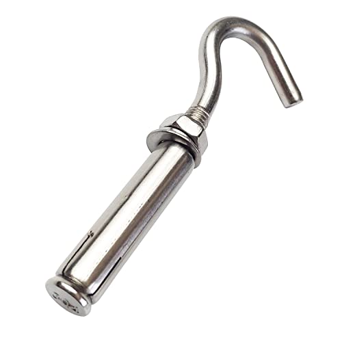 Image of Expansion Hook Anchor Bolt 10 Pack M8 304 Stainless Steel Concrete Wall Hook Heavy Duty Open Cup Hook Expansion Bolts for Concrete Wall