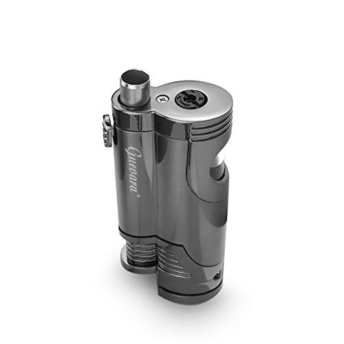 Cigar Torch Butane Lighters Fuel Refillable Lighter with Punch Cutter and Set 2 Jet Strong Flame Windproof