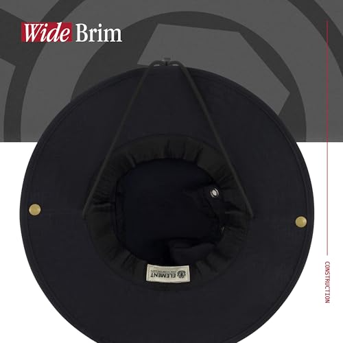 Chapeau de soleil pliable packable Concept One Element, bob noir à larges bords