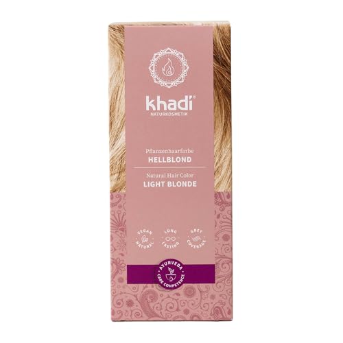 khadi HELLBLOND Pflanzenhaarfarbe - Haarfarbe für strahlendes Weizenblond bis zu warmem, goldenem Honigblond - 100% pflanzlich & natürlich - 100g