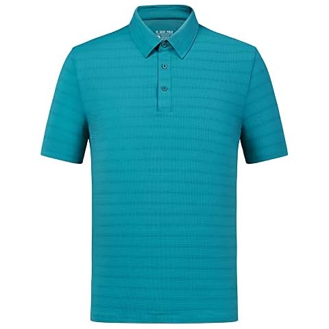 fit space Golf Shirts for Men - Dry Fit Polo Collared T-Shirts - Midweight Cooling and Breathable, Jacquard Design, Dark Green, XL Cover